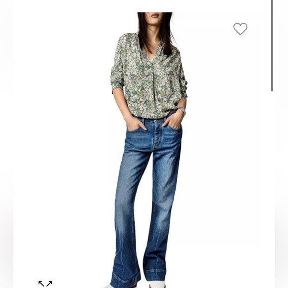 Zadig & Voltaire Women’s Tink Blouse Size Medium Ditsy Floral Popover Top Green - Picture 4 of 10